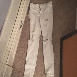 Hollister White High wasted ripped jeans